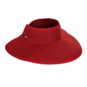 Roll Up Toyo Straw Visor red - San Diego hat company - like new